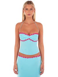 Hire I AM DELILAH. Jemima SET Midi Skirt and Halter Top in Sapphire Blue