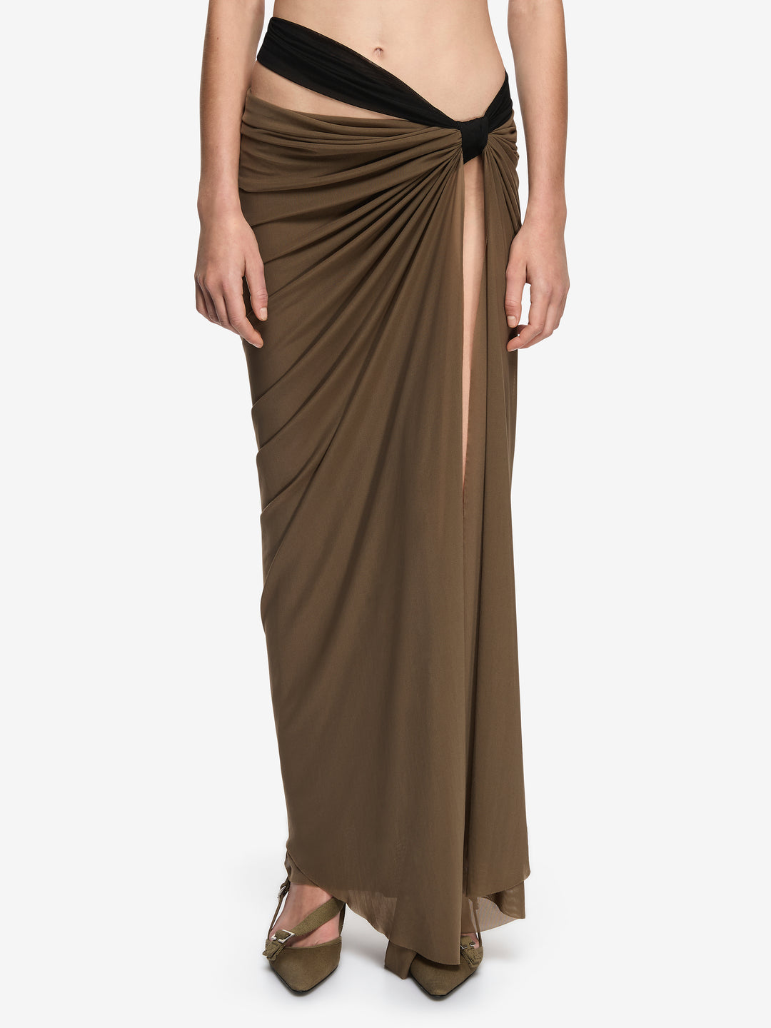 Hire BEC+BRIDGE Set Oria Top + Anaya Drape Maxi Skirt in Latte Black
