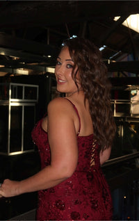 Hire HOUSE OF CB Naima
wine hand beaded embellished corset maxi dress - limited edition