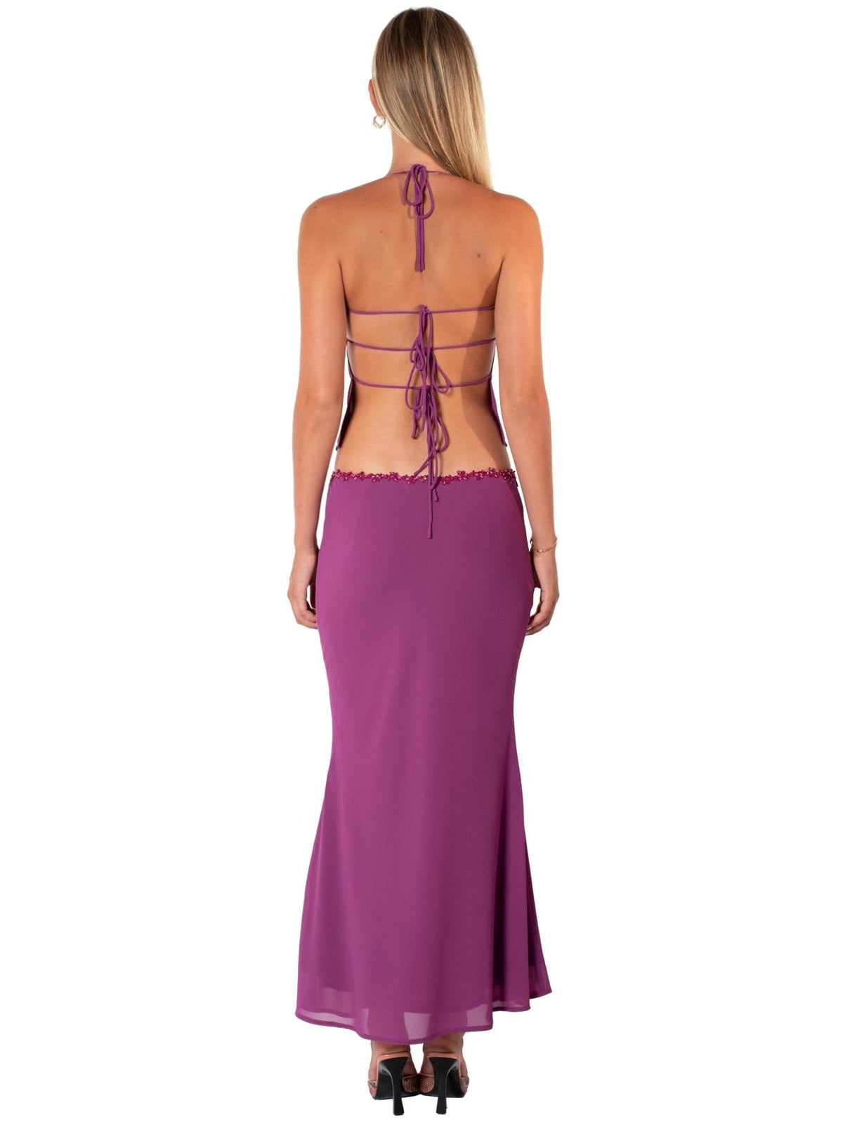 Hire I AM DELILAH. Jemima SET Midi Skirt and Halter Top in Berry
