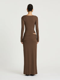 Hire BENNI Agnes Maxi Dress in Chocolate Brown