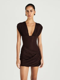 Hire BENNI Noa Mini Dress in Chocolate Brown