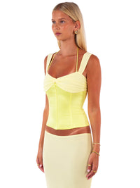 Hire I AM DELILAH. Scarlett SET Maxi Skirt and Corset Top in Butter Yellow
