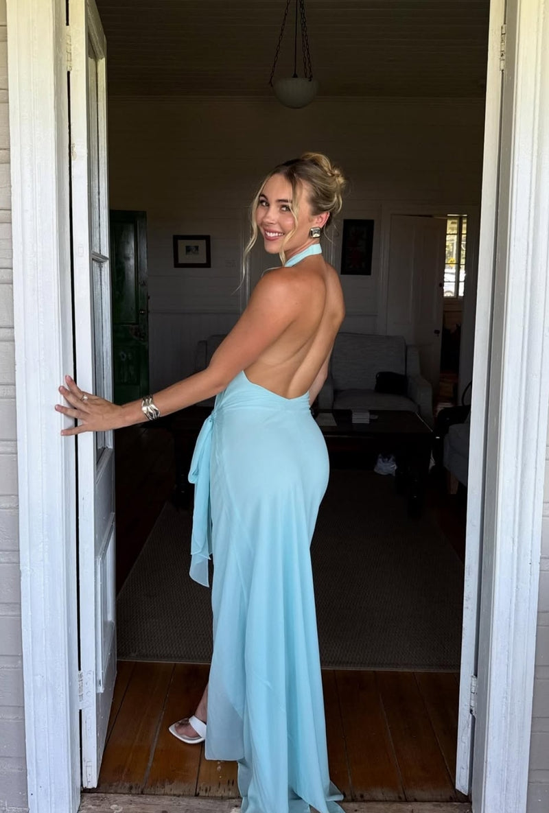 Hire BEC+BRIDGE Soneva Wrap Maxi Dress in Arctic Blue – SUSTAINABLY. The  Dress Hire