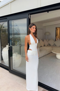 Hire NATALIE ROLT Becca Set Bodysuit Top and Maxi Skirt in White
