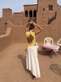 Hire BEC+BRIDGE Conni Asym Midi Dress in Citron / Buttercream Yellow Ivory