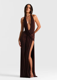 Hire NATALIE ROLT Winona Gown in Espresso Brown