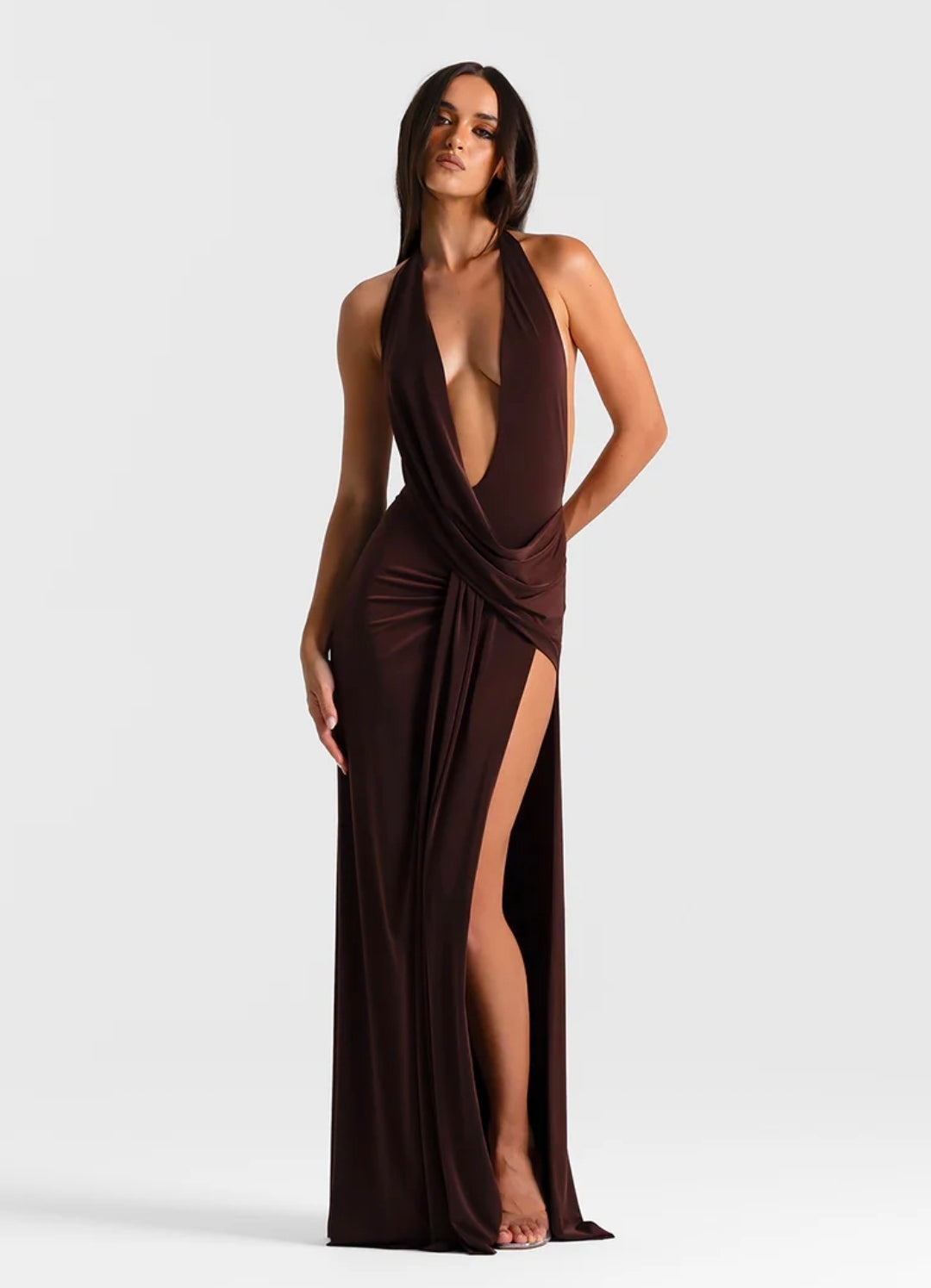 Hire NATALIE ROLT Winona Gown in Espresso Brown
