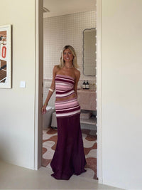 Hire DESERO JACARE Sardinia SET Maxi Skirt and Top in Pink Rose Stripe