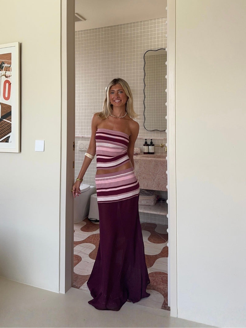 Hire DESERO JACARE Sardinia SET Maxi Skirt and Top in Pink Rose Stripe