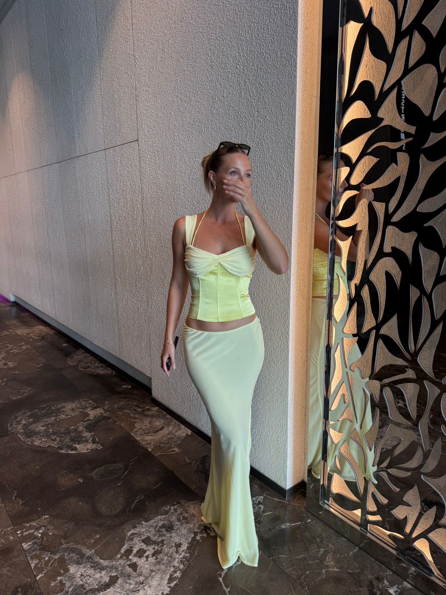 Hire I AM DELILAH. Scarlett SET Maxi Skirt and Corset Top in Butter Yellow
