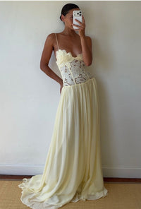 Hire HANSEN & GRETEL Stephanie Maxi Dress in Butter Yellow
