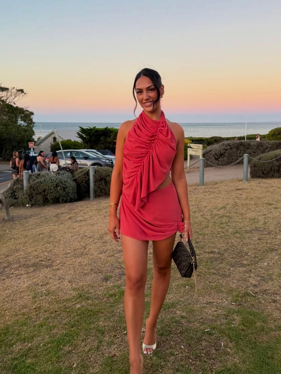 Hire KOSTER KULTURE Set Bobbies Mini Skirt and Top in Coral Pink