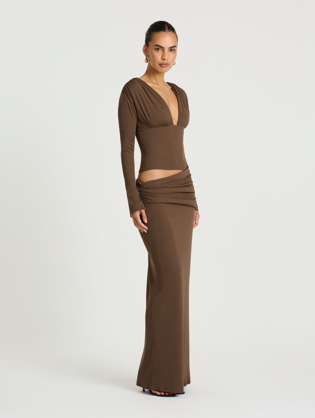 Hire BENNI Agnes Maxi Dress in Chocolate Brown