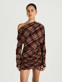 Hire BENNI Hera Mini Dress in Plum Check