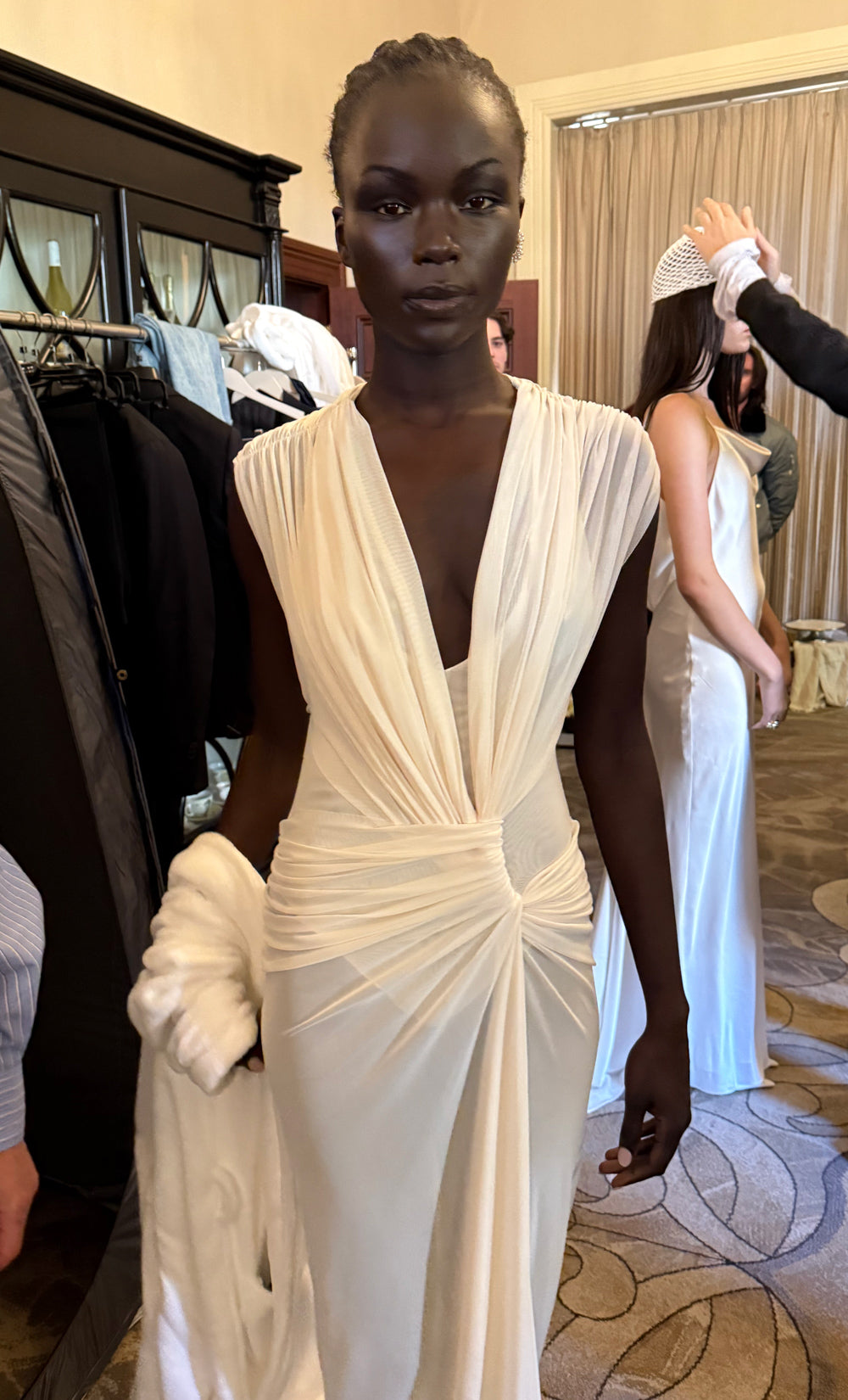 Hire BEC+BRIDGE Leia Drape Gown in Buttercream