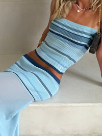 Hire DESERO JACARE Sardinia SET Maxi Skirt and Top in Blue Stripe