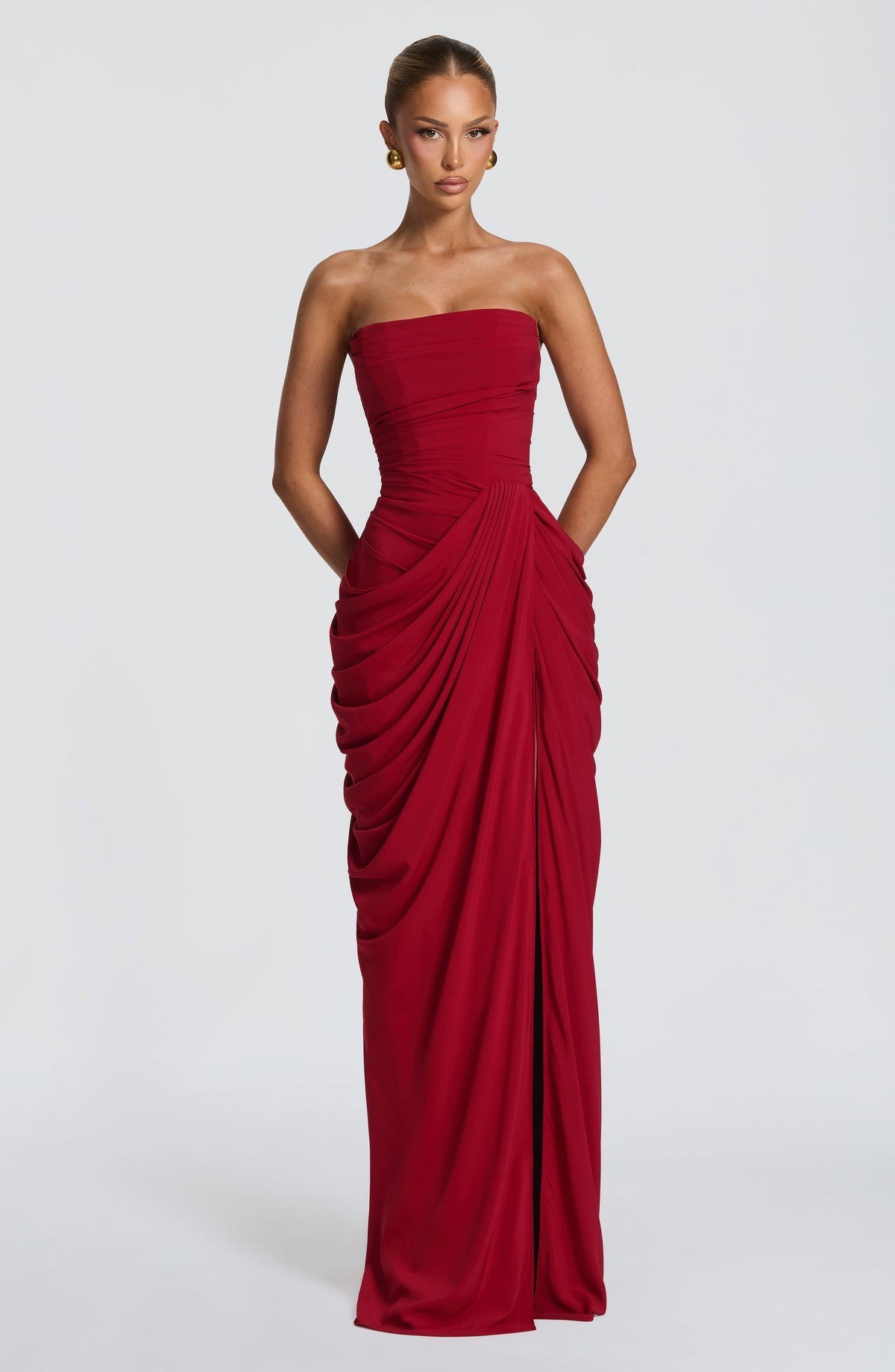 Hire BABYBOO Cyra Maxi Dress in Deep Red