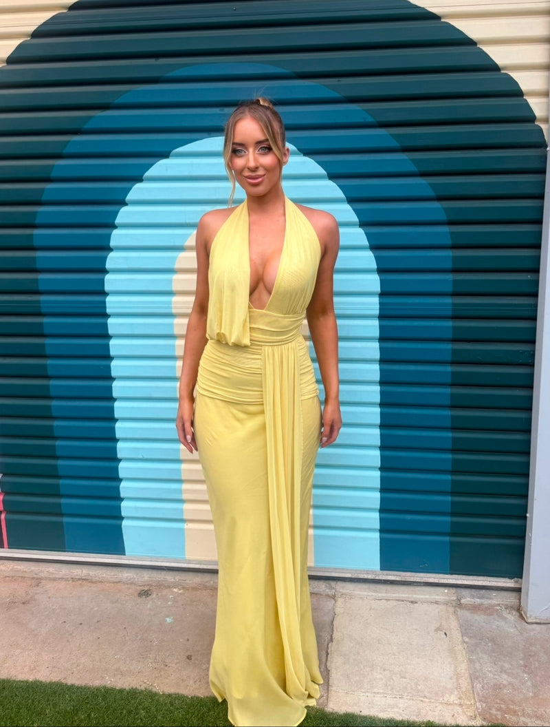 Hire BEC+BRIDGE Cassis Drape Maxi Dress in Citron – SUSTAINABLY. The Dress  Hire
