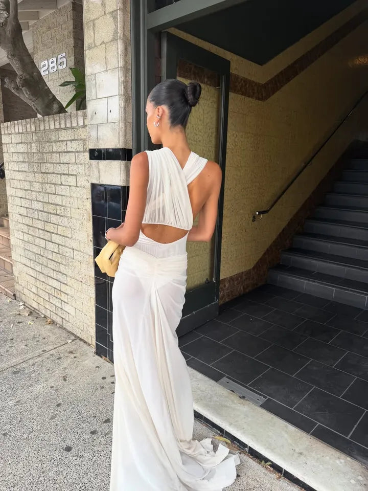 Hire BEC+BRIDGE Leia Drape Gown in Buttercream