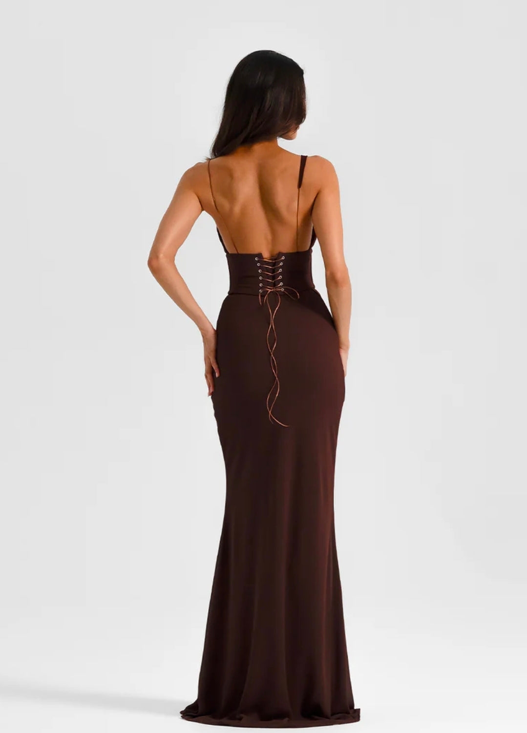 Hire NATALIE ROLT Hallie Gown in Espresso Brown