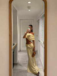 Hire ARCINA ORI Set Andi Maxi Skirt and Crop Top in Butter Yellow Gold