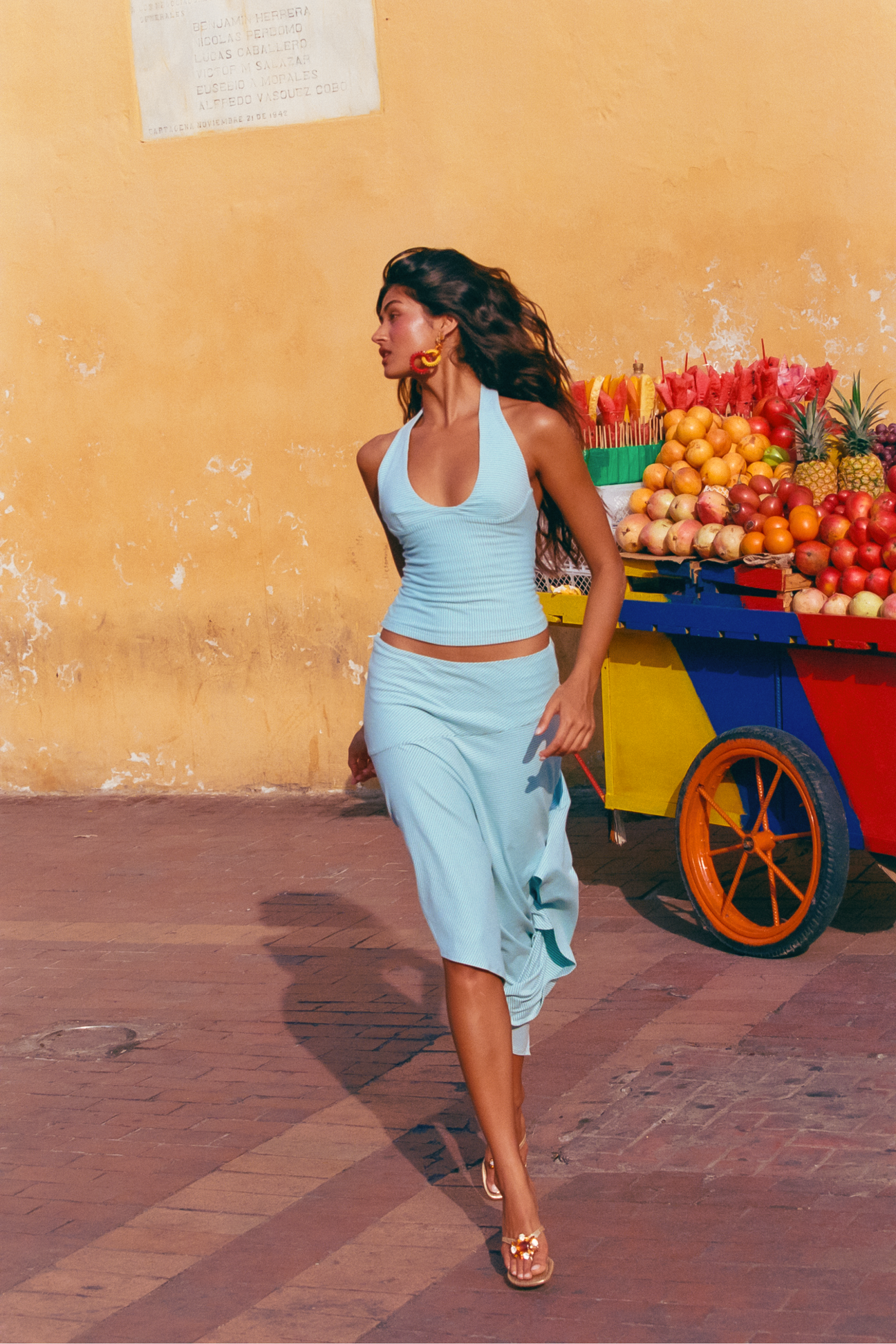 Hire I AM DELILAH. Yasmin SET Midi Skirt and Halter Top in Mint Blue