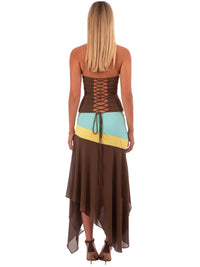 Hire I AM DELILAH. Iris SET Midi Skirt and Corset Top in Mocha Brown Blue