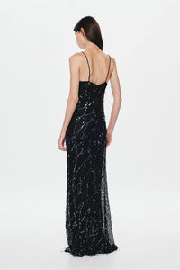 Hire MISHA Sapphire Onyx Sequin Maxi Dress in Black
