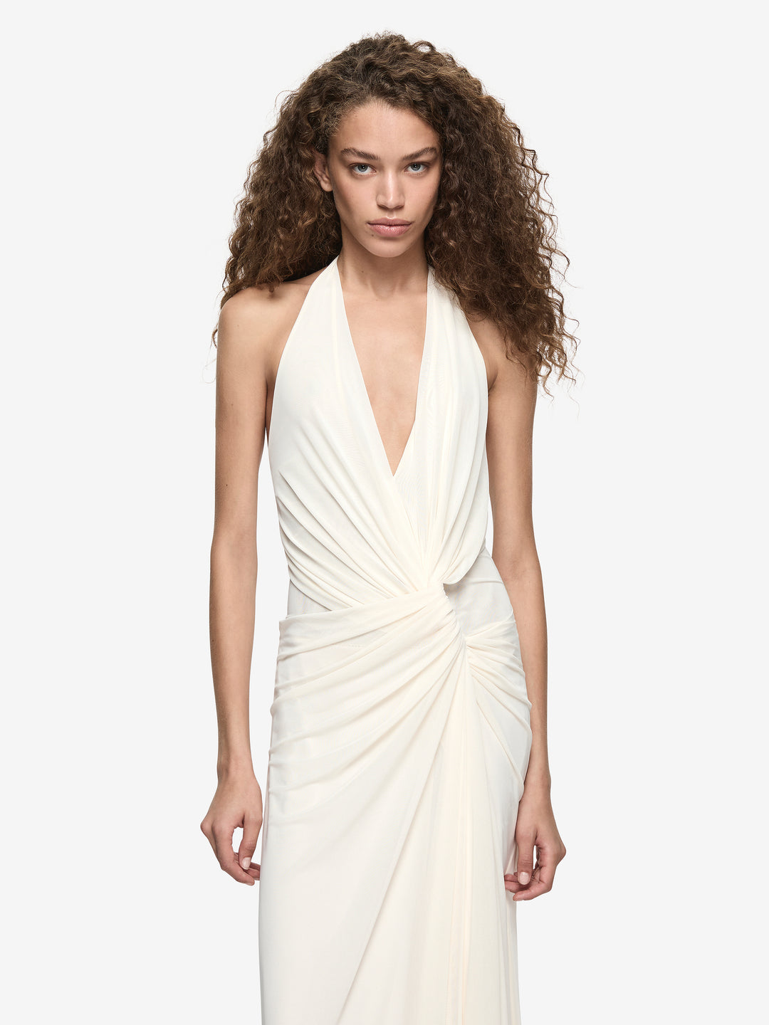 Hire BEC+BRIDGE Xanthi V Neck Maxi Dress in Buttercream Ivory White