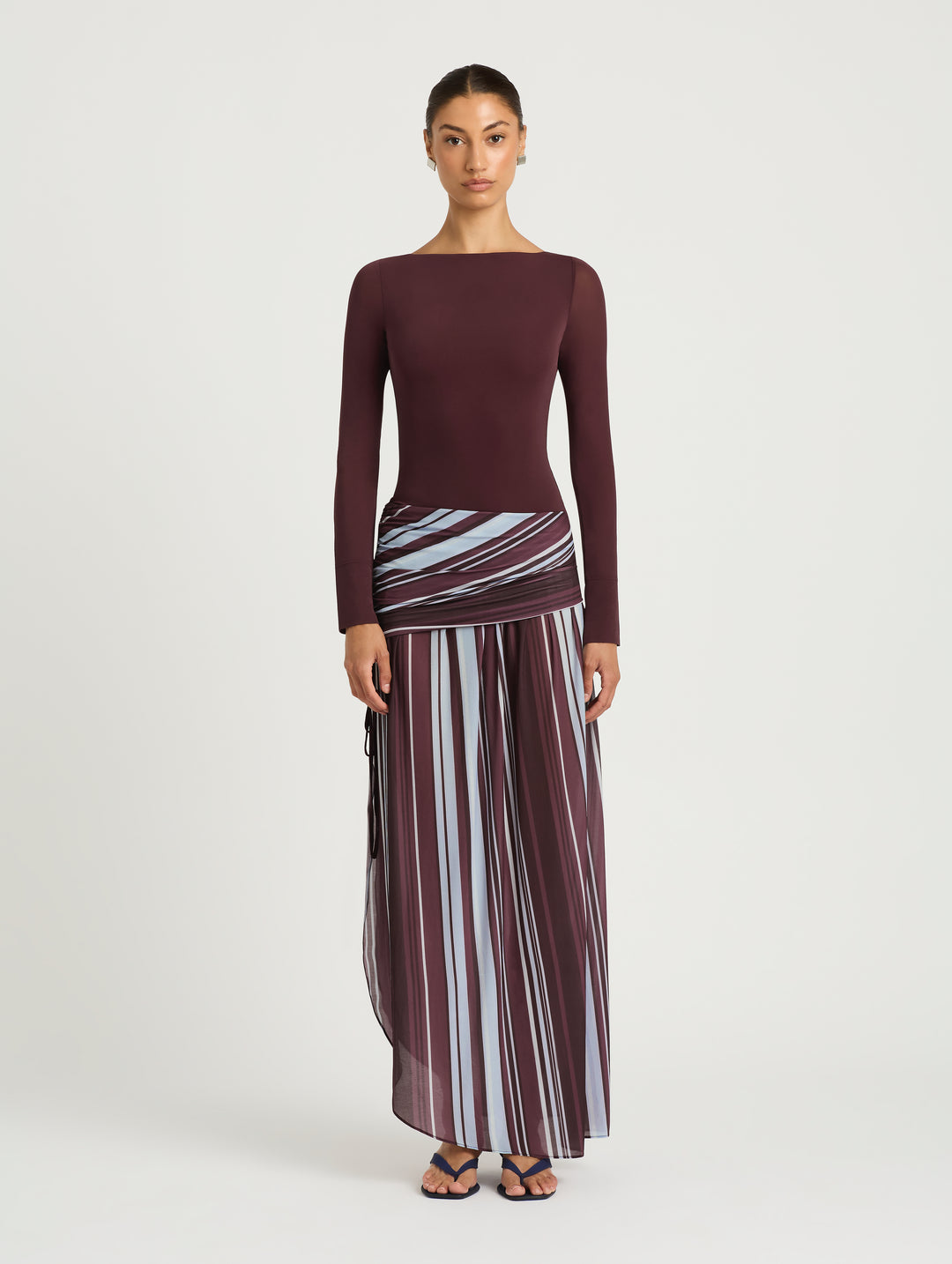 Hire BENNI Jana Long Sleeve Maxi Dress in Midnight Stripe