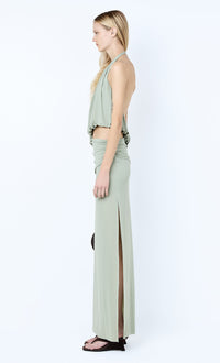 Hire BEC+BRIDGE Cadence Racer Maxi Dress in Pistachio Green