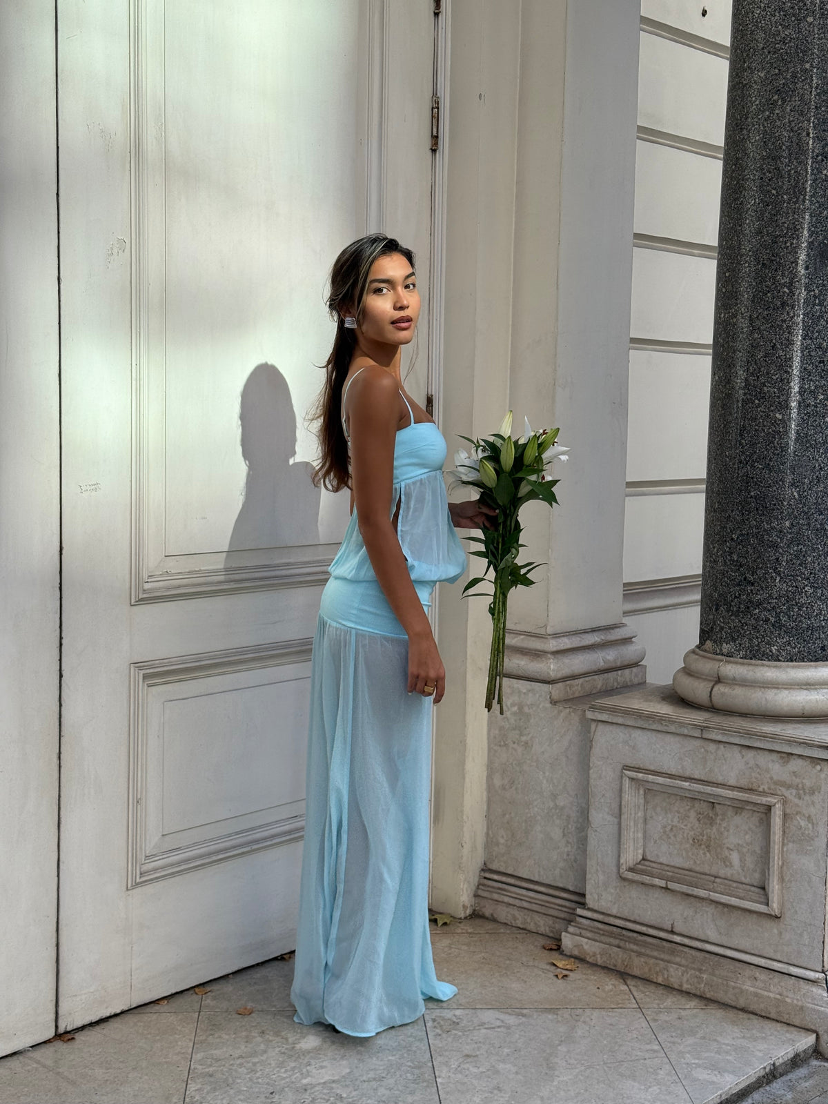 Hire ANCE GRIA Romeo Gown Dress in Aqua Blue