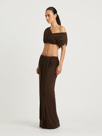 Hire BENNI Set Celia Maxi Skirt and Top in Chocolate Brown