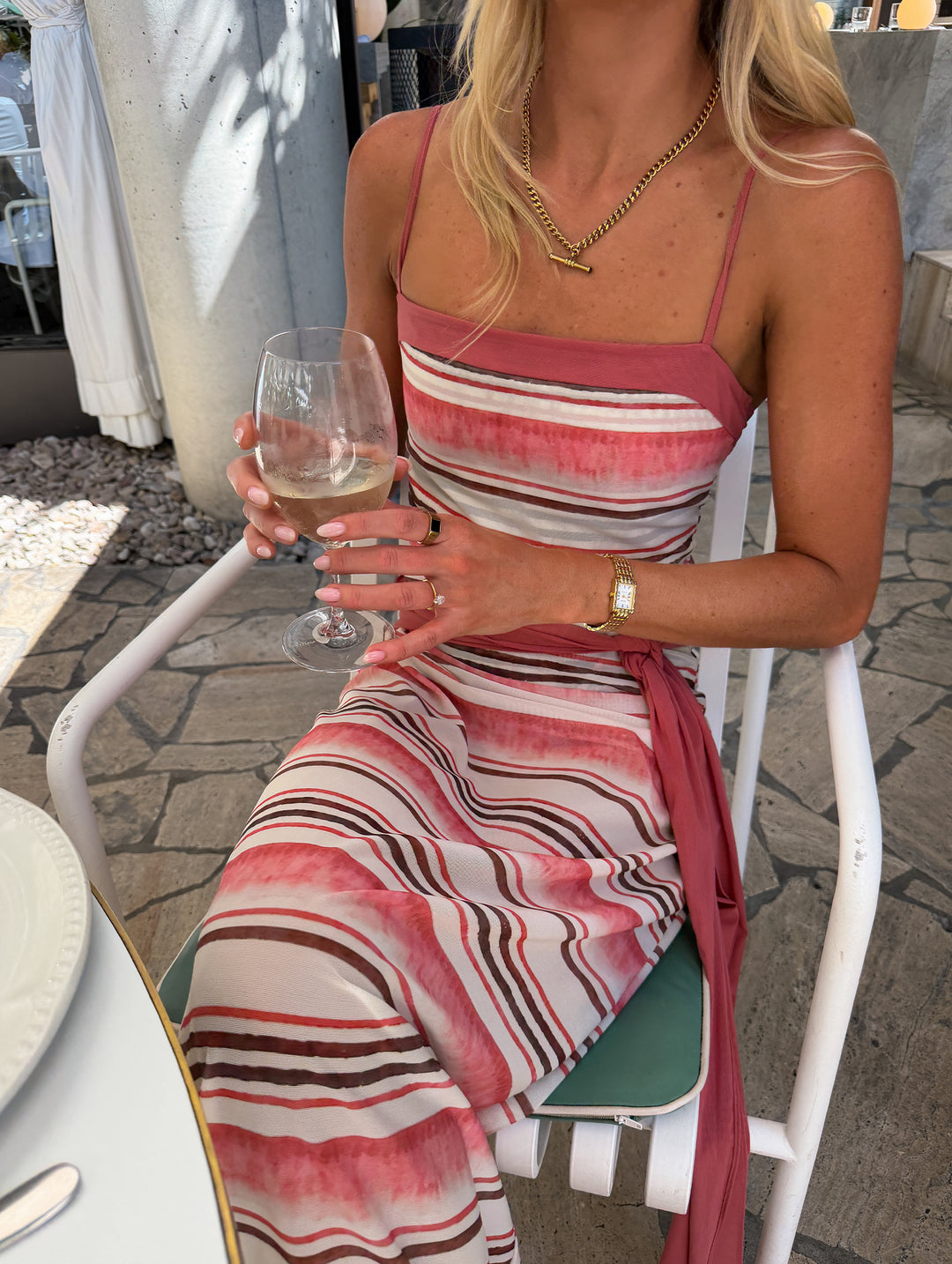 Hire BENNI Suki Maxi Dress in Melon Stripe