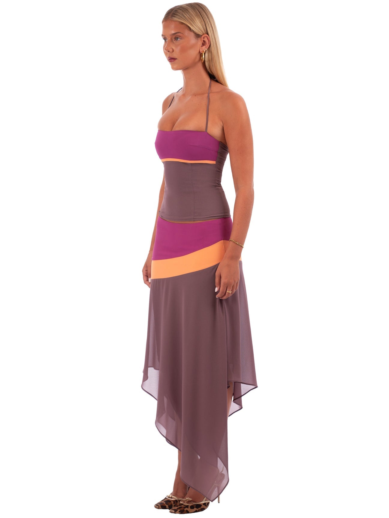 Hire I AM DELILAH. Iris SET Midi Skirt and Corset Top in Mauve Pink