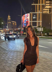 Hire BENNI Noa Mini Dress in Chocolate Brown