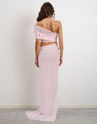 Hire DŽO Floral Lara Maxi Dress in Light Pink