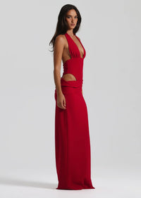 Hire NATALIE ROLT Becca Set Bodysuit Top and Maxi Skirt in Cherry Red