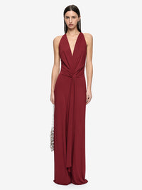 Hire BEC+BRIDGE Thalia V Maxi Dress in Syrah Red