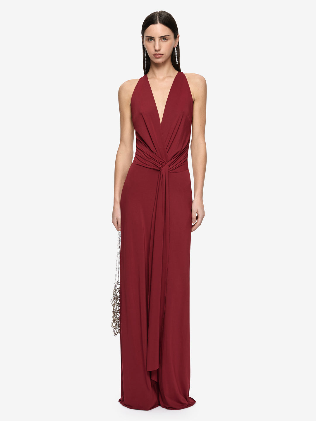 Hire BEC+BRIDGE Thalia V Maxi Dress in Syrah Red