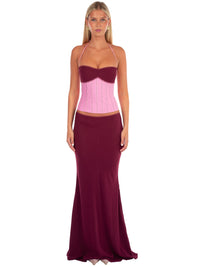 Hire I AM DELILAH. Angelina SET Maxi Skirt and Corset Top in Sangria Pink