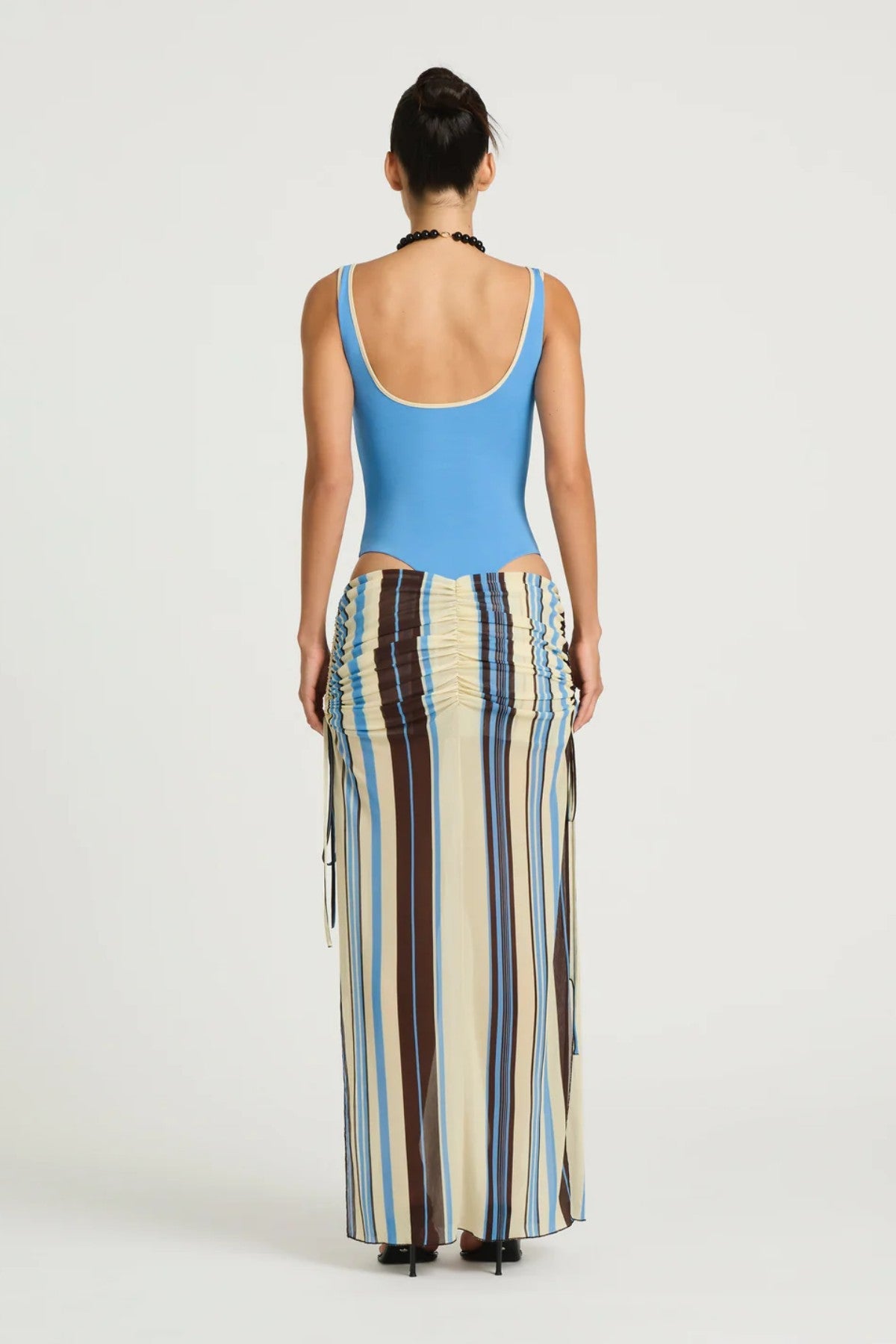 Hire BENNI Set Ayla Maxi Skirt and Addison Bodysuit in Ocean Stripe