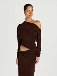 Hire BENNI Enya Maxi Dress in Chocolate Brown