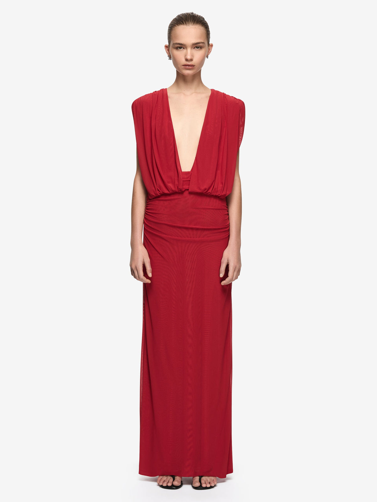 Hire BEC+BRIDGE Isora Drape Maxi Dress in Ruby Red