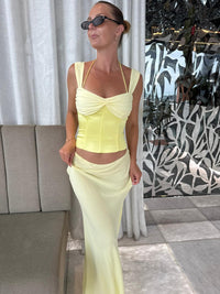 Hire I AM DELILAH. Scarlett SET Maxi Skirt and Corset Top in Butter Yellow