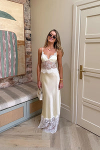 Hire SNEAKY LINK Jaz Hand Lilah Lace Maxi Dress in Lemon Yellow