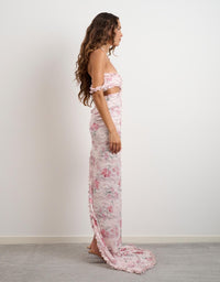 Hire DŽO Harper Maxi Dress in Pink Floral Lace
