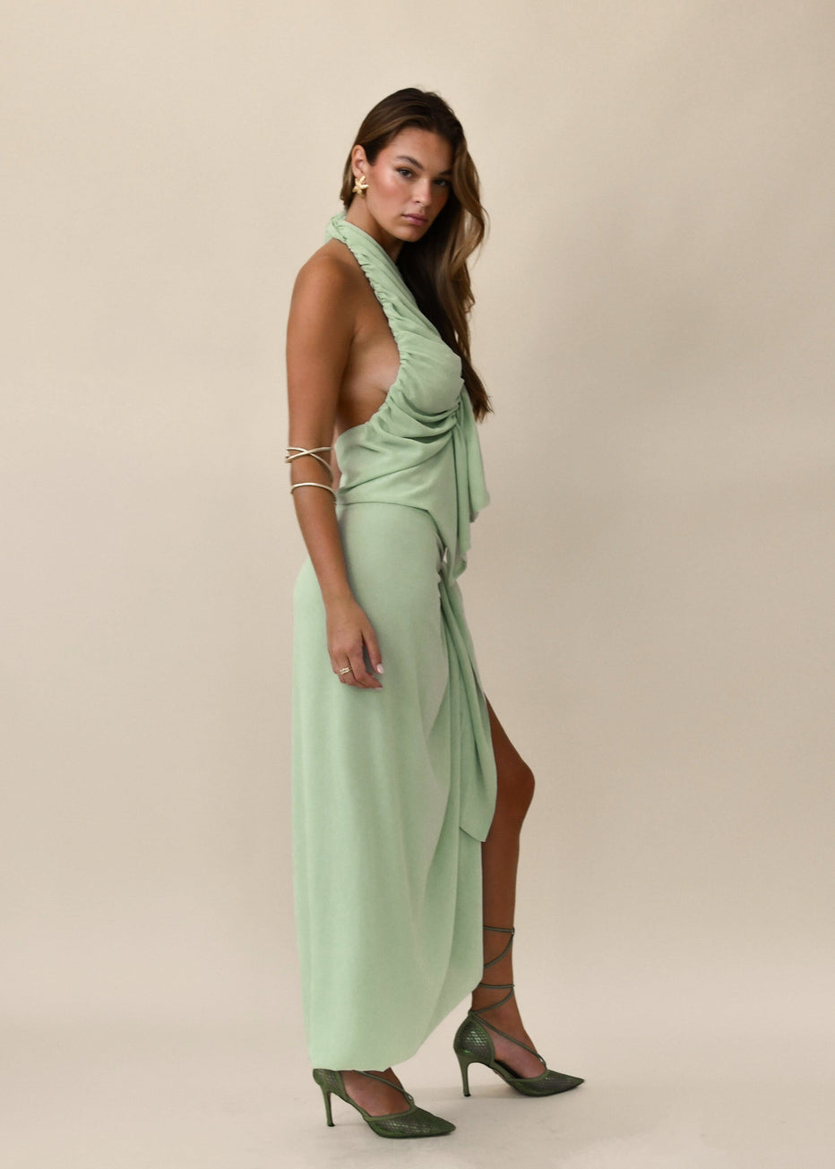 Hire KOSTER KULTURE Set Bobbies Maxi Skirt and Top in Postachio Green