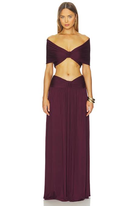 Hire ARCINA ORI Set Alessia Maxi Skirt and Crop Top in Plum